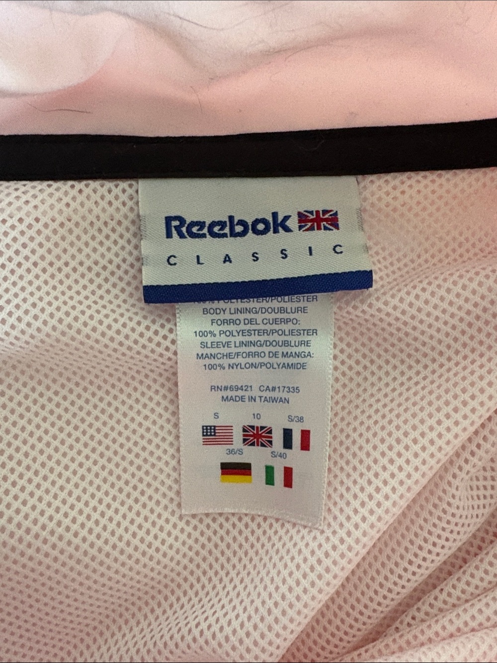 Reebok Vintage jacket full zip front Light Pink / black Lightweight Athletic - Picture 14 of 14